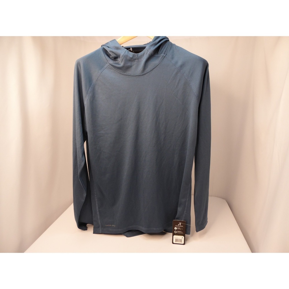 NWT AL1VE Magnetics Qwick-Dry Wicking Long Sleeved Hood Athletic Shirt Blue M